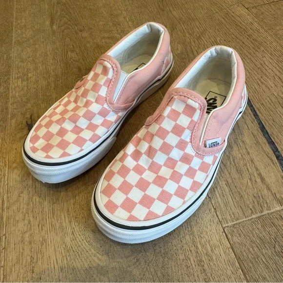 Vans Kids Pink and White Checkered Slip-On Sneakers - Picture 2 of 6